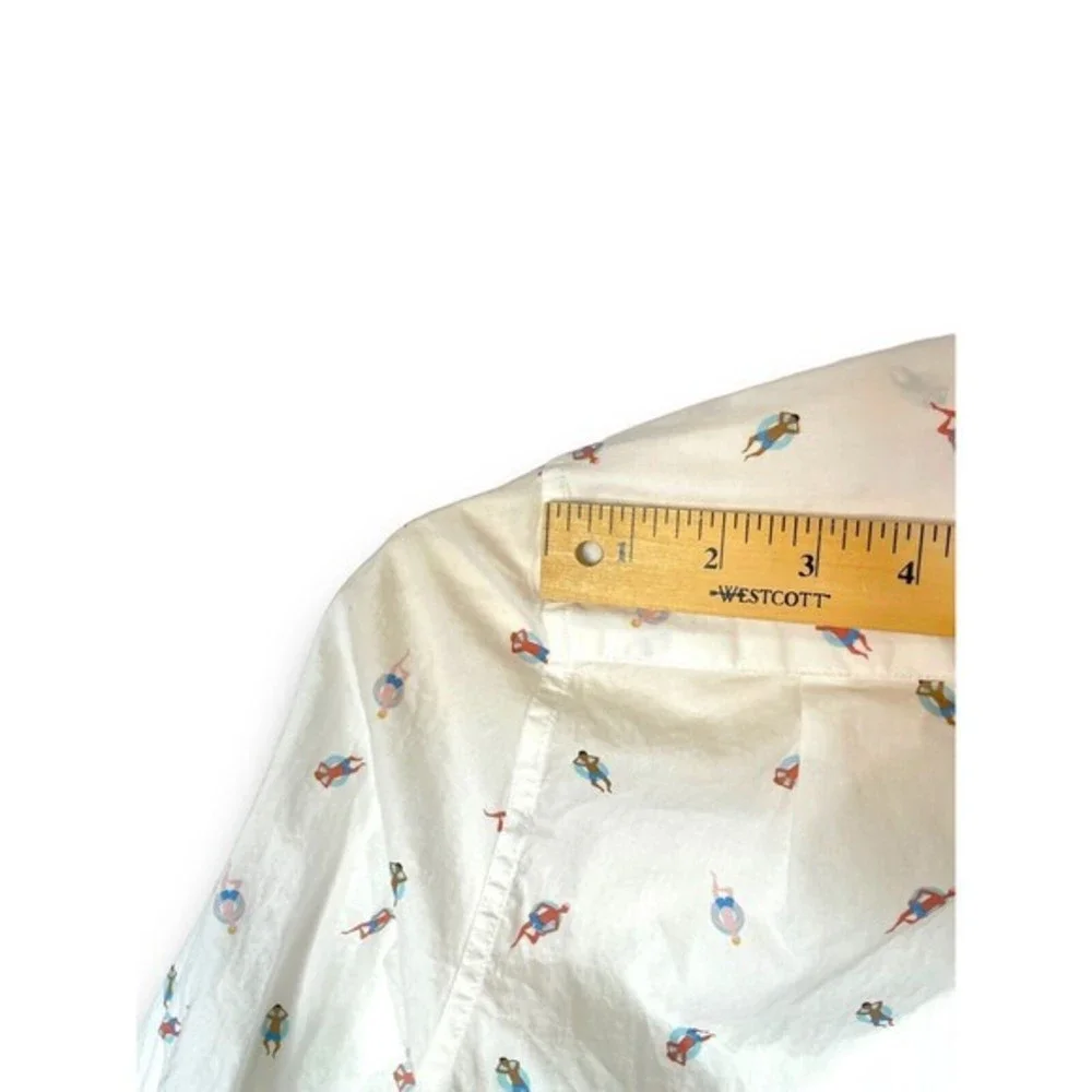Bonobos Button Up‎ Shirt Mens L white Swim Float Pattern Long Sleeve Slim Fit